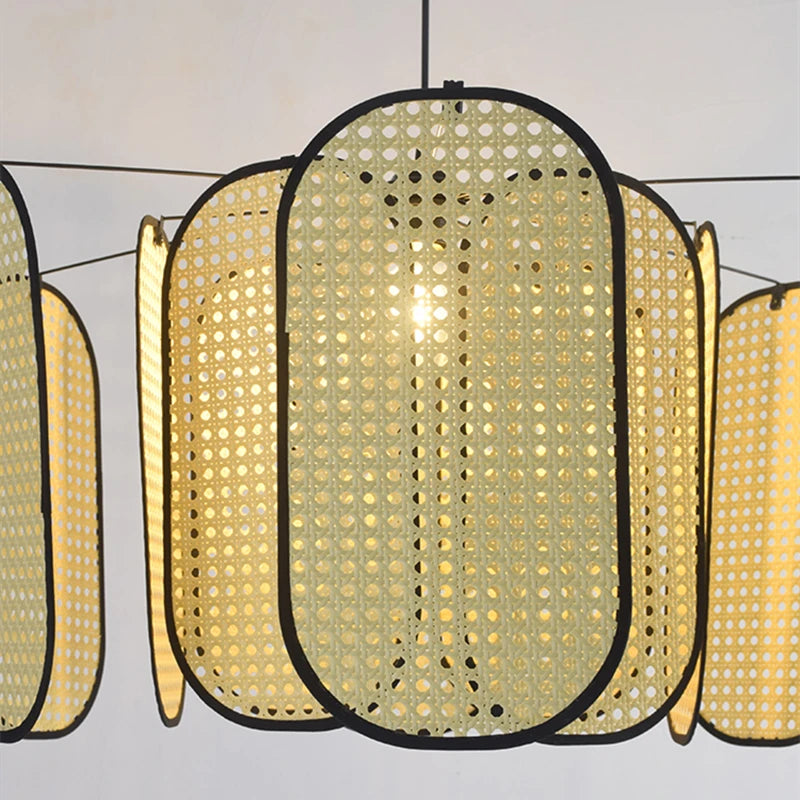plafonnier en rotin style chinois décoratif pour restaurant 	 modèle - vue 5 sur 9