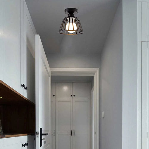 Iron walkway ceiling light minimalist Nordic retro balcony, kitchen light, hallway iron entrance small ceiling light - vue 5 sur 6