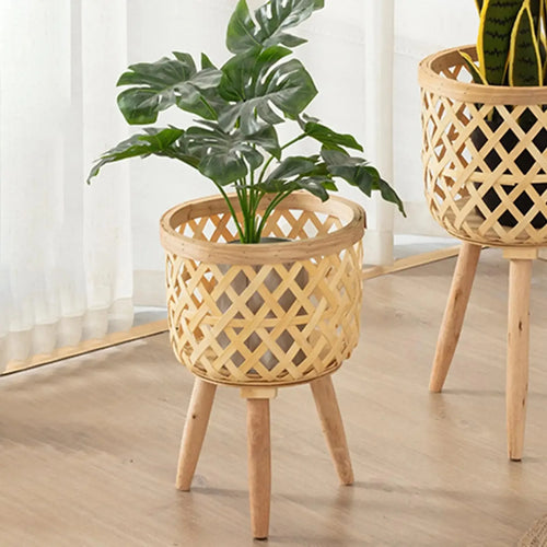 support de fleurs en rotin tressé pour décoration intérieure - vue 4 sur 8