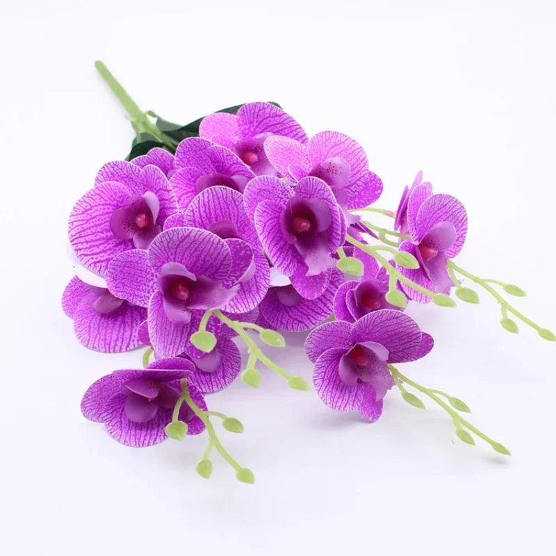 fleurs artificielles 3d décoration orchidée papillon phalaenopsis faux fleurs - vue 9 sur 17