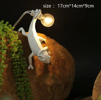 lampe de table led mignon lézard nordique en résine