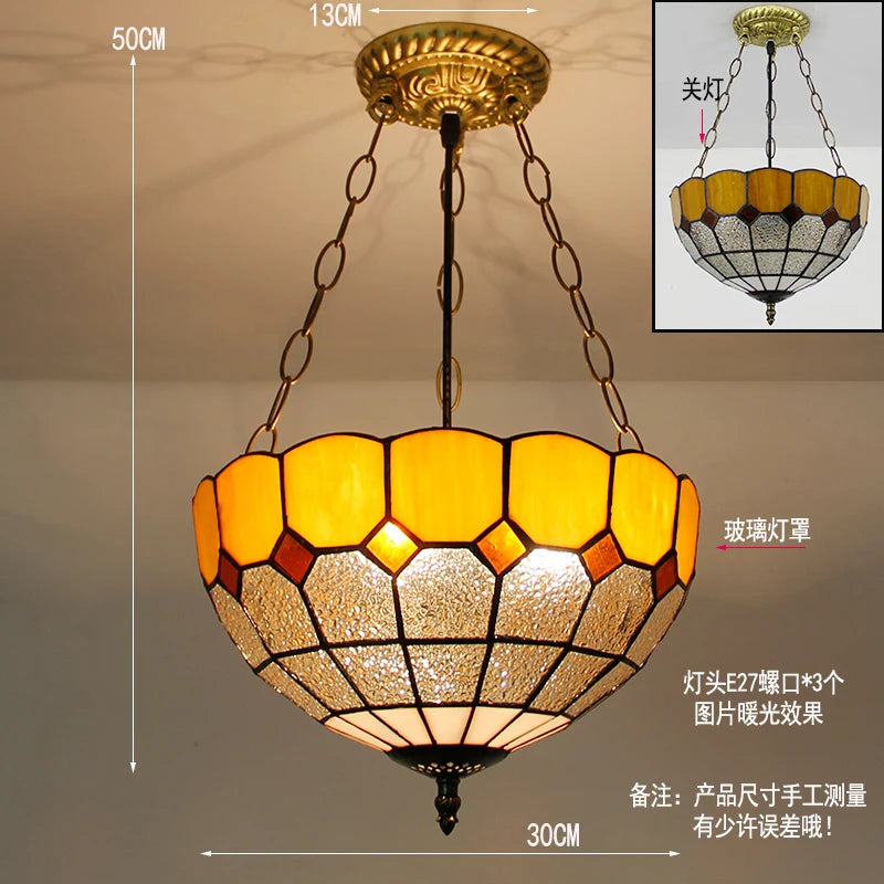 suspension en verre teinté style tiffany pour décoration intérieure - vue 11 sur 26