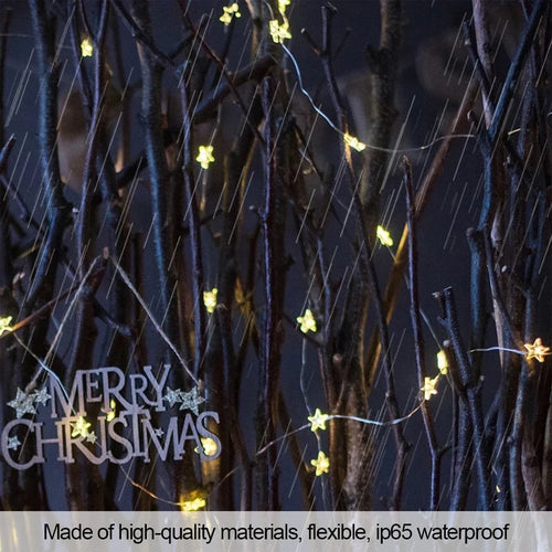 guirlande lumineuse en cuivre avec étoiles décoratives à piles - vue 5 sur 8