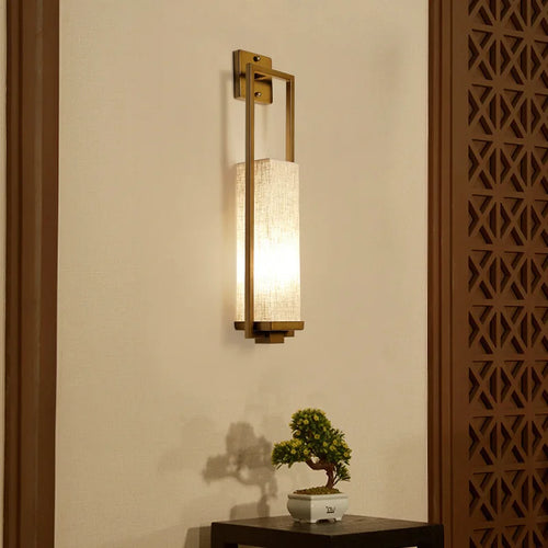 applique murale style chinois de chevet salon chambre couloir hôtel mur escalier lampe e27 tissu - vue 4 sur 5