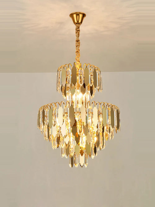 lustre à led de luxe en or chromé pour décoration moderne - vue 2 sur 17