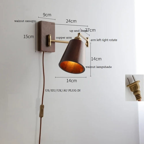 Applique murale LED en bois de frêne et de noyer - vue 11 sur 23