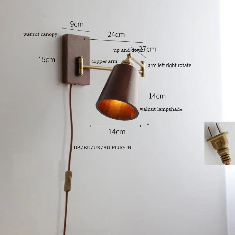 Applique murale LED en bois de frêne et de noyer - vue 10 sur 23