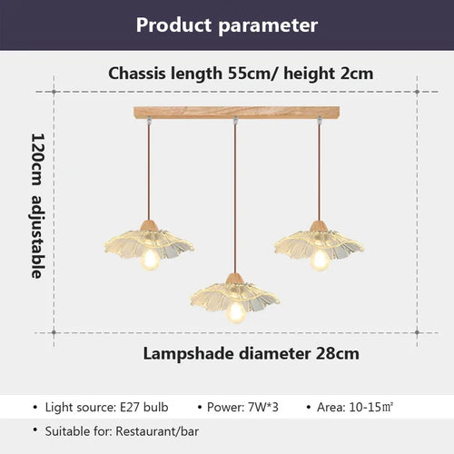 suspension nordique en verre et bois pour intérieur décoratif - vue 4 sur 12