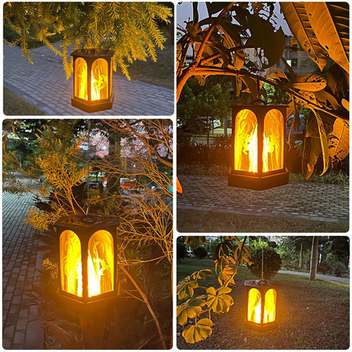 lampe torche solaire extérieure 96 led flamme vacillante étanche jardin - vue 7 sur 7