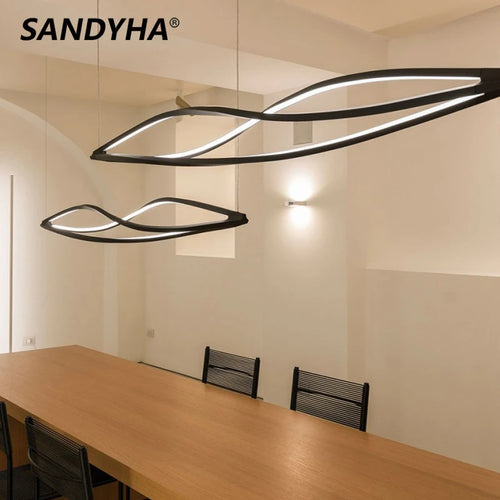 SANDYHA nordique longue bande salle à manger lustre créatif vague Style Art lampara De Techo Led Para Sala étude barre suspension - vue 2 sur 10