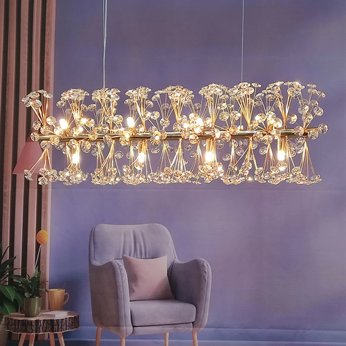 lustre led suspendu en cristal design moderne décoratif luxe 2024 - vue 3 sur 12
