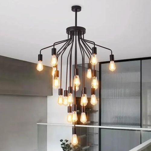 lustre rétro en fer avec led pour décoration intérieure - vue 4 sur 8