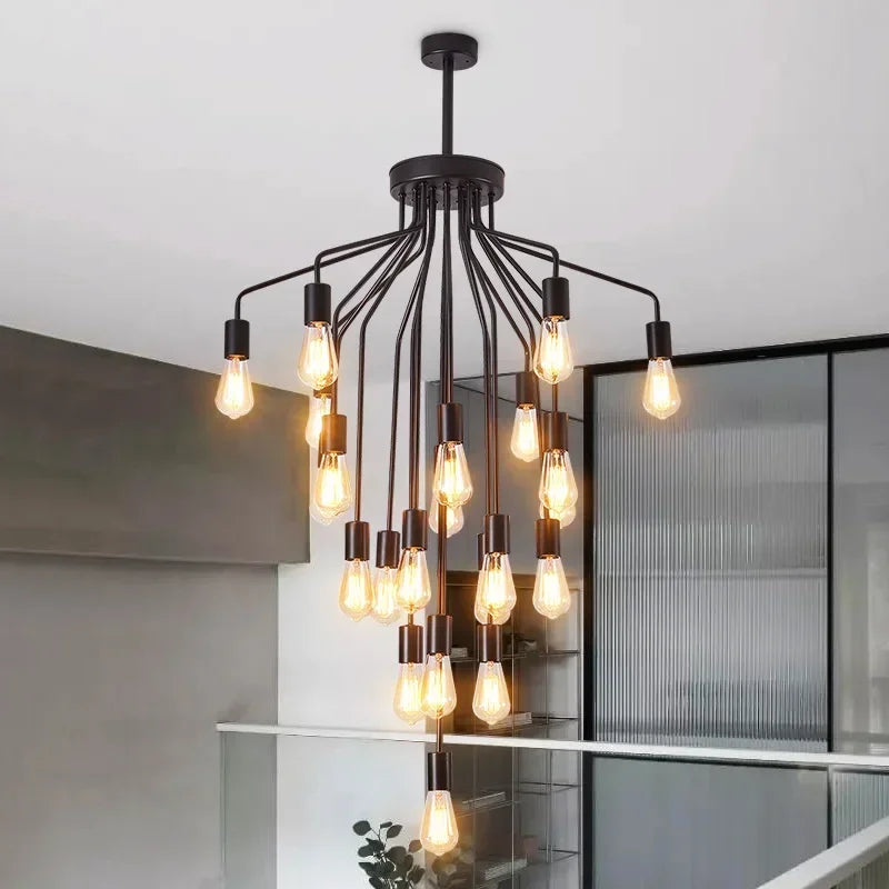 lustre rétro en fer avec led pour décoration intérieure - vue 3 sur 8