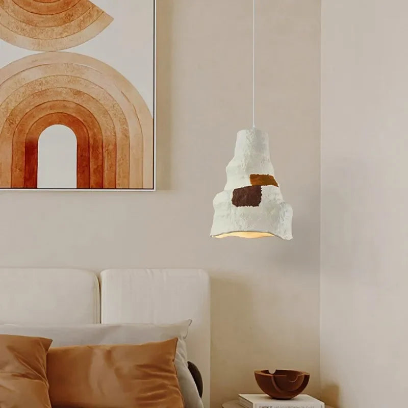 Nordic Wabi Sabi E27 Restaurant Pendant Chandeliers Lustre Living Room Lighting Designer Modern Cafe Bar LED Decor Hanging Lamps - vue 4 sur 11