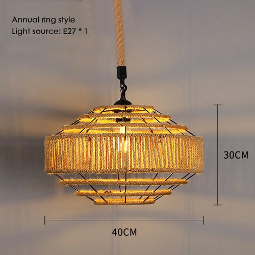 Sisal chanvre corde suspension plafonnier Lustre suspendu Lustre fer main tressage rustique rétro pour salle à manger décor - vue 26 sur 28