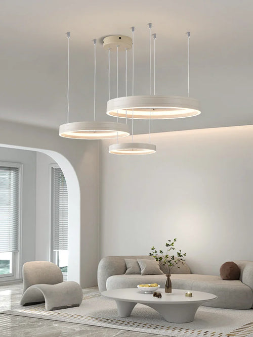 lustre moderne nordique éclairage suspension lampe ronde plafonnier - vue 2 sur 18