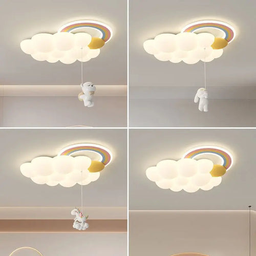 lustre arc-en-ciel nuage avec cheval lapin ours pour enfants - vue 7 sur 10
