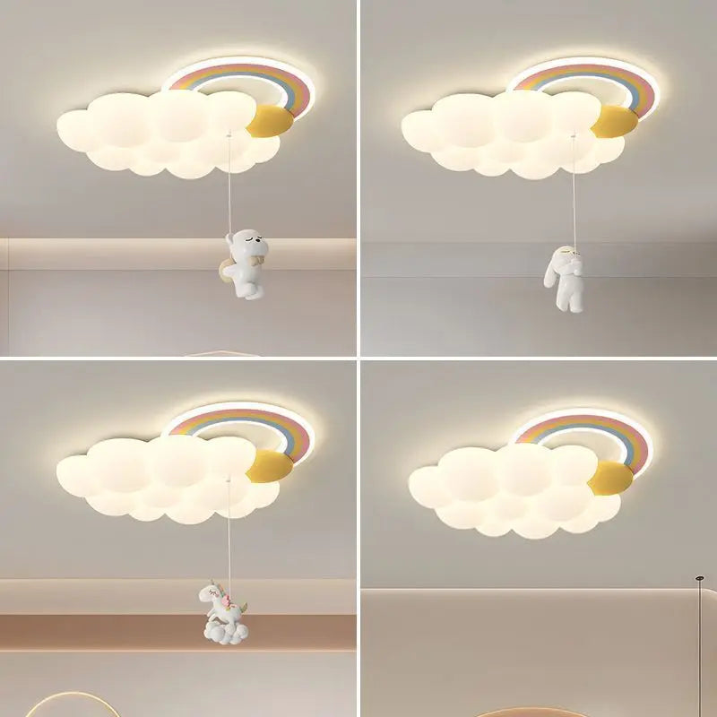 lustre arc-en-ciel nuage avec cheval lapin ours pour enfants - vue 6 sur 10