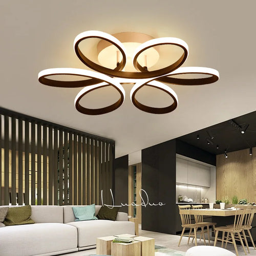 lustre moderne nordique led télécommande en forme de fleur - vue 7 sur 9