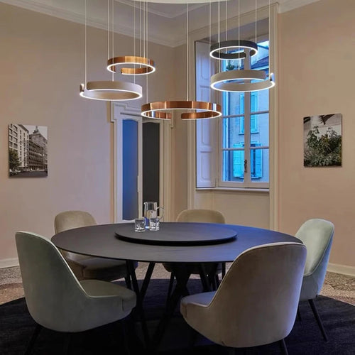 lustre moderne en acier inoxydable en forme de c pour restaurant - vue 3 sur 10