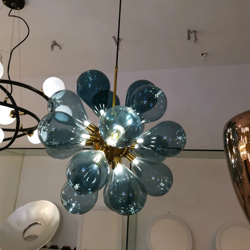 lustre nordique boule verre led décoration maison suspendu - vue 6 sur 10