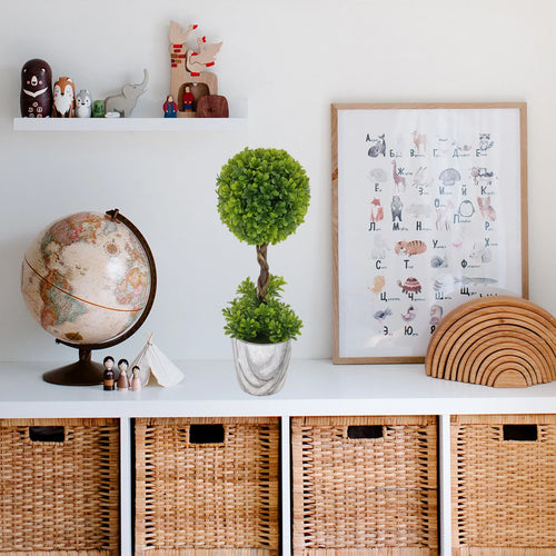 buis artificiel topiaire en pot pour décoration intérieure - vue 4 sur 7