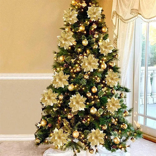 décoration suspendue fleur pailletée pour arbre de noël - vue 5 sur 34