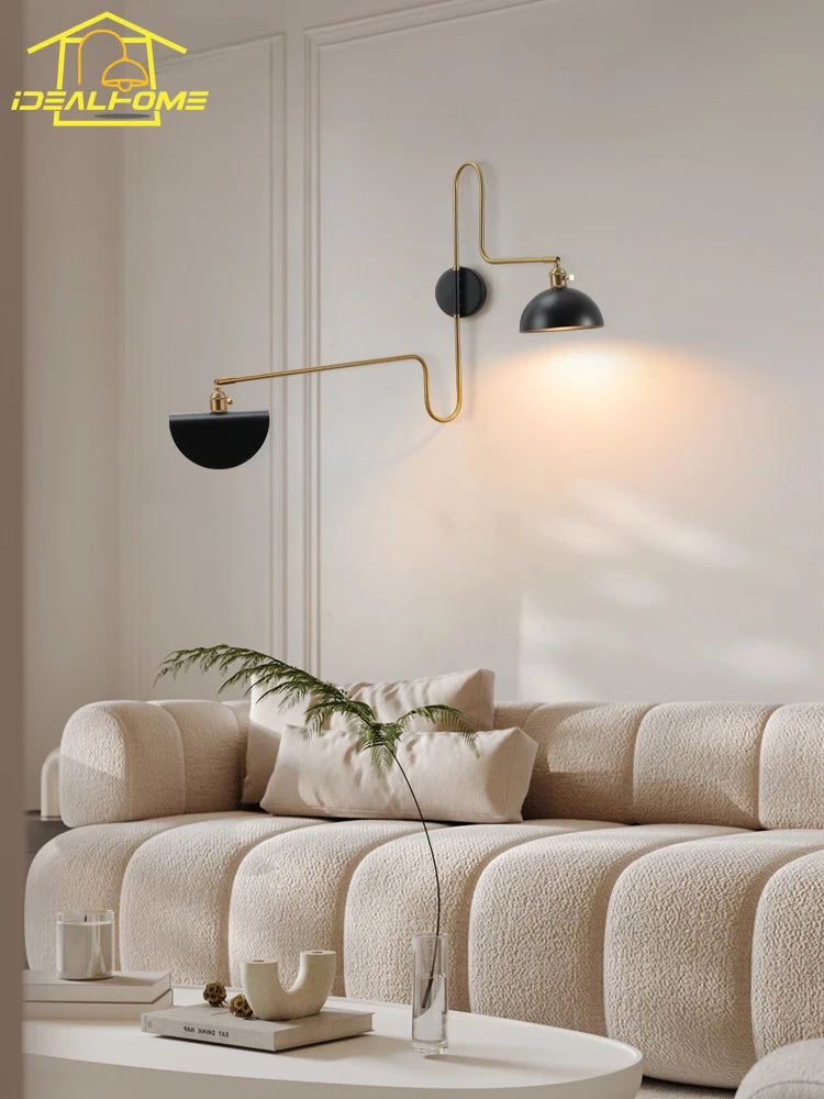 applique murale design industrielle bras pivotant avec interrupteur - vue 3 sur 8
