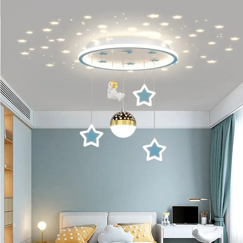 LED moderne créatif étoile suspension lumières enfants chambre lustre chambre salle d'étude maison dessin animé chambre d'enfants luminaires - vue 20 sur 21