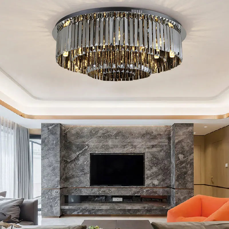 plafonnier led de luxe en cristal rond moderne - vue 3 sur 9