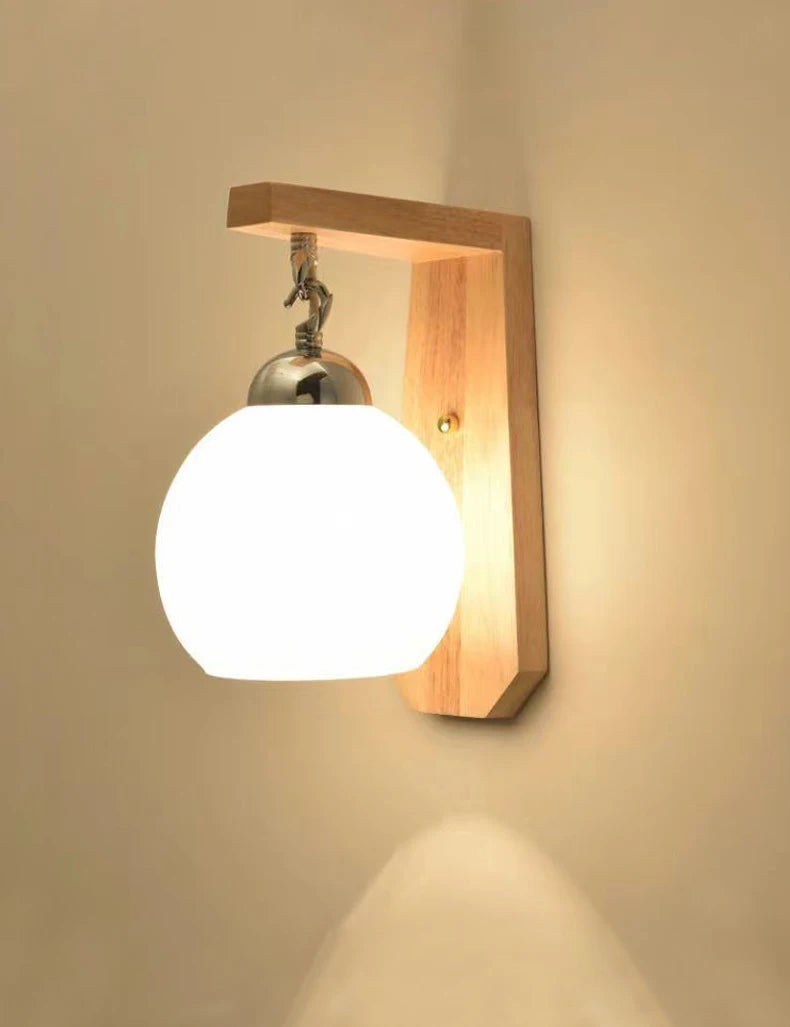 applique murale décorative nordique en verre et bois design intérieur - vue 5 sur 14