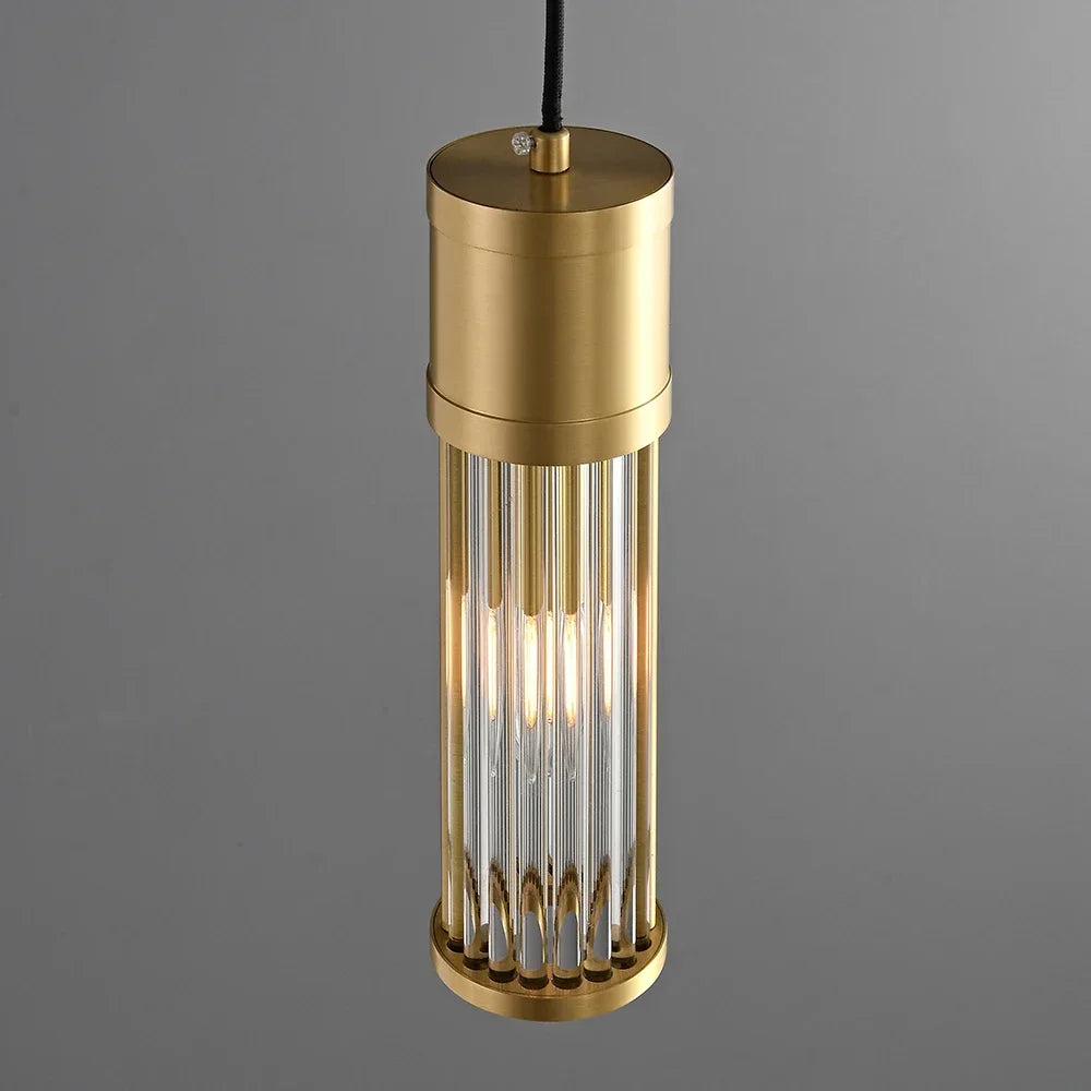 suspension à led en cuivre avec abat-jour en verre réglable - vue 5 sur 7