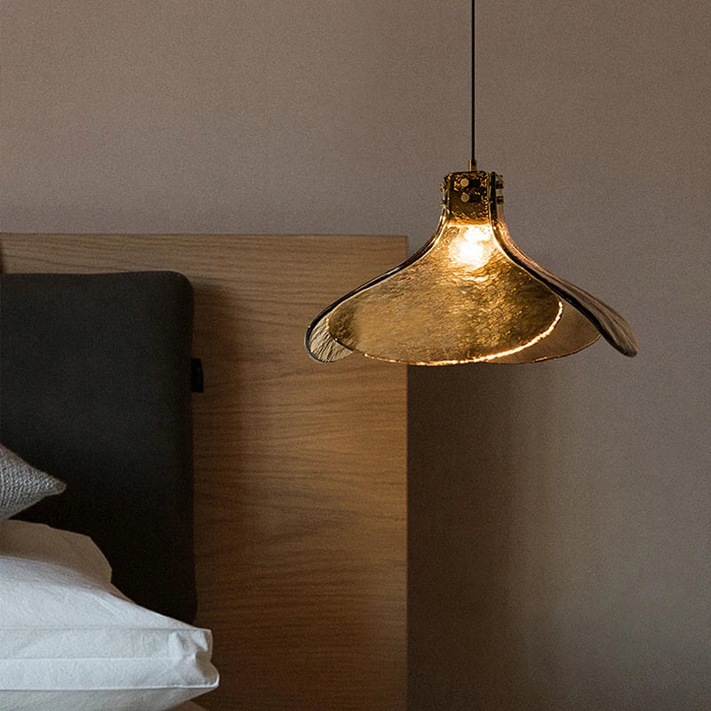 lustre rétro en verre en forme de fleur pour ambiance élégante - vue 2 sur 8
