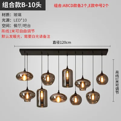 lustre nordique en verre pour éclairage moderne de restaurant et café - vue 7 sur 22