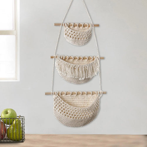 paniers suspendus boho pour fruits et légumes polyvalents - vue 2 sur 9