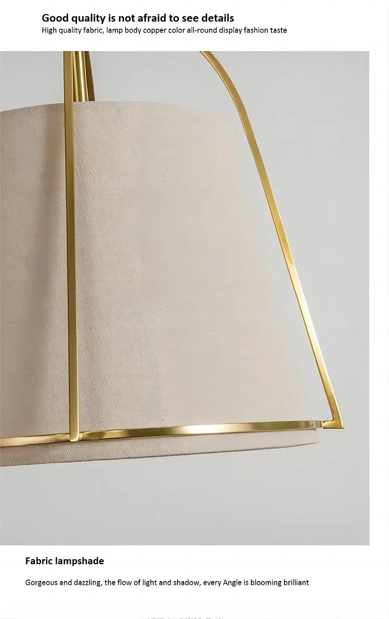 lustre vintage en tissu pour bar restaurant led - vue 6 sur 7