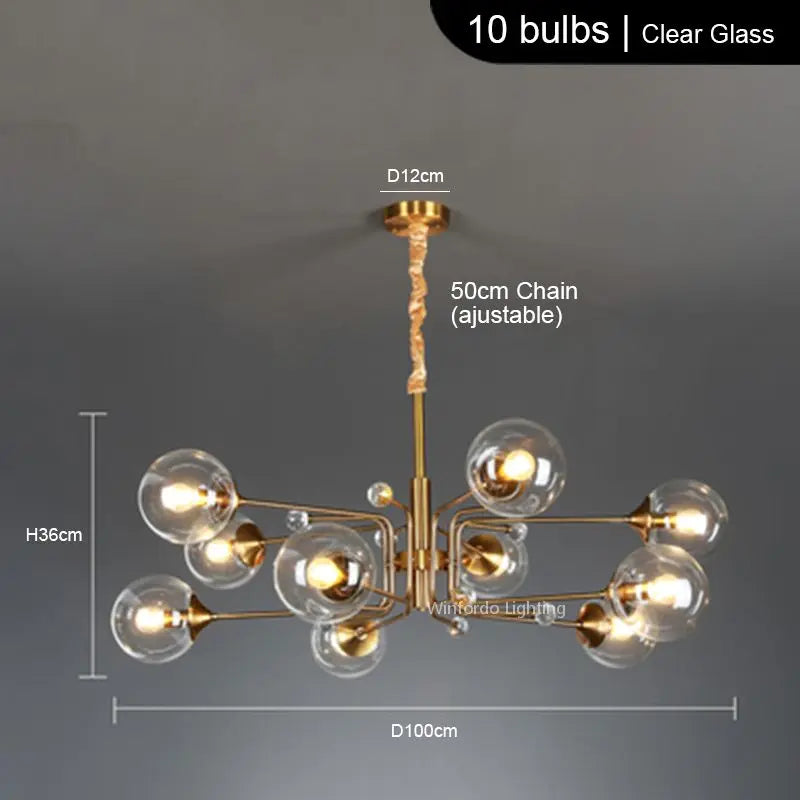 lustre led moderne 10 globes - vue 16 sur 18