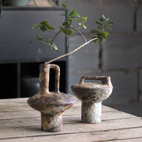 vase en céramique fait main style wabi-sabi pour fleurs séchées - vue 2 sur 7