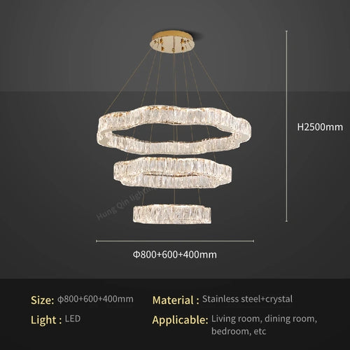lustre moderne en cristal avec éclairage led design élégant
