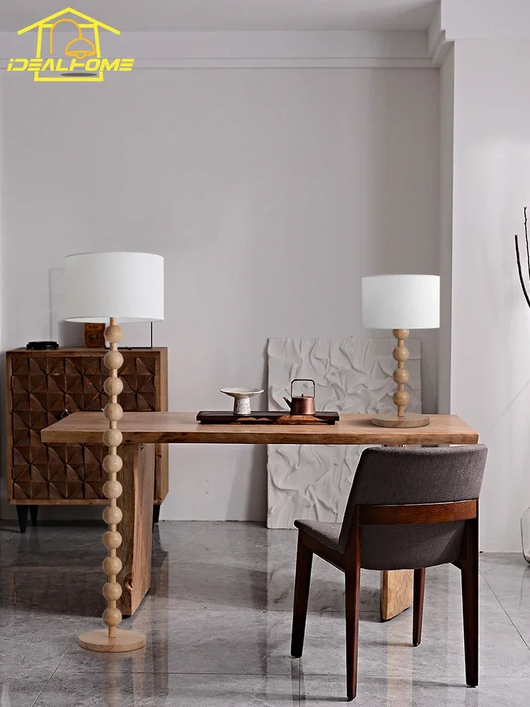 lampadaire japonais wabi-sabi en bois pour décoration intérieure - vue 5 sur 10