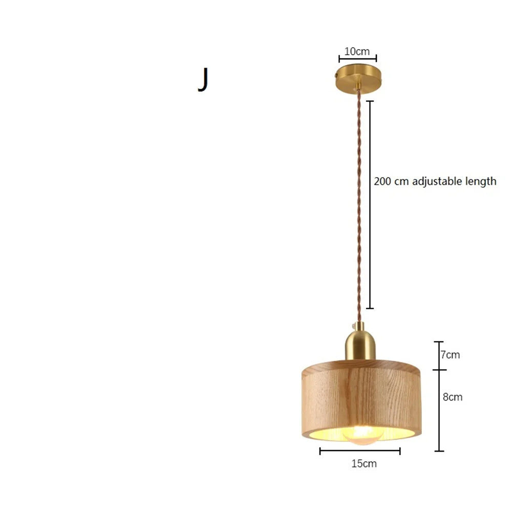 Nordique moderne suspension LED luminaire en laiton en bois Loft cuisine île lampe suspendue décoration de la maison éclairage Suspension Design - vue 15 sur 17