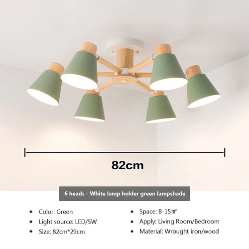 lustre nordique en bois massif éclairage moderne pour hôtel et restaurant - vue 18 sur 20