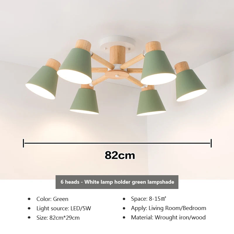 lustre nordique en bois massif éclairage moderne pour hôtel et restaurant - vue 18 sur 20