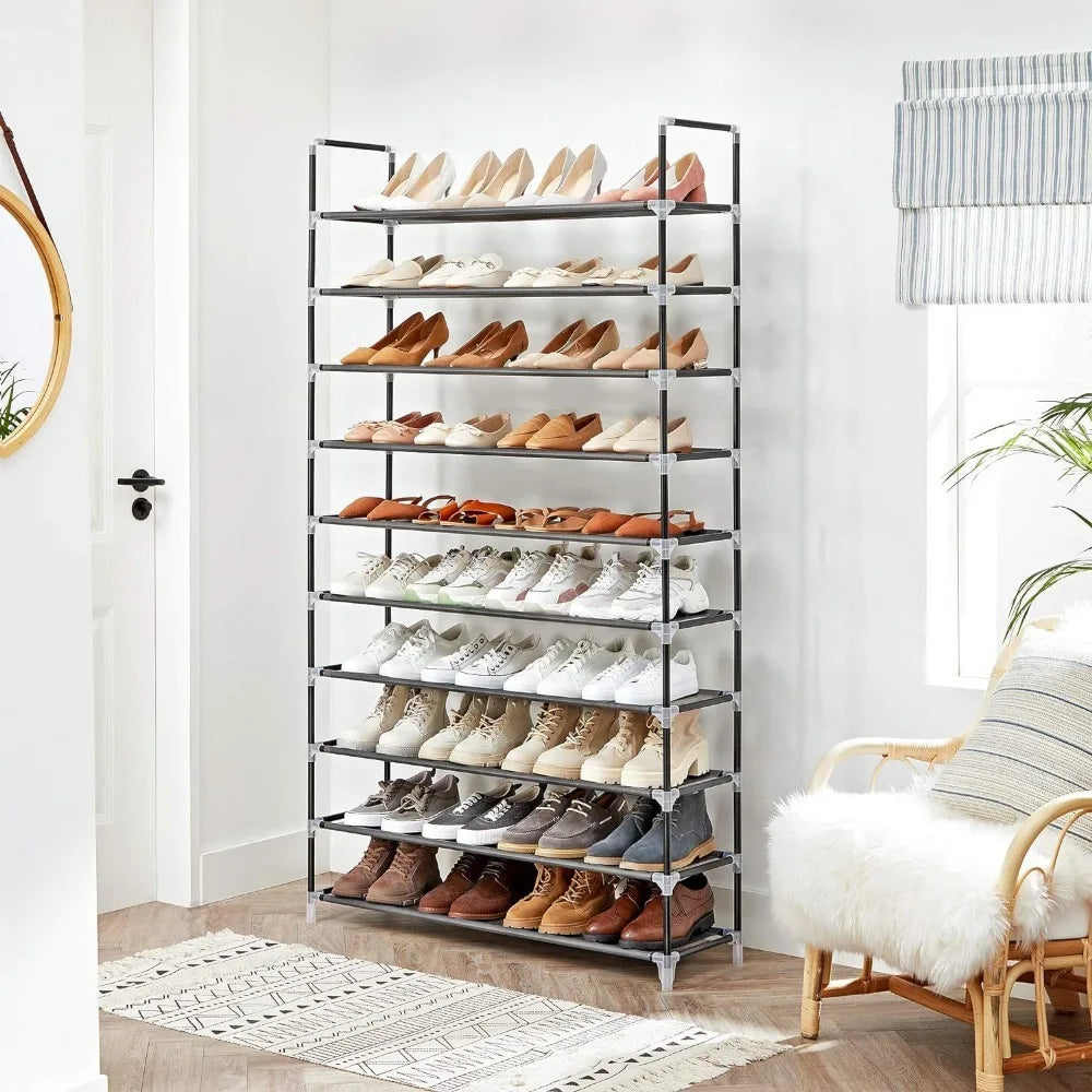 étagère à chaussures sur pied à 10 niveaux grande capacité pour rangement - vue 4 sur 9