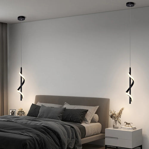 suspension led modernes avec long câble spirale - vue 3 sur 7