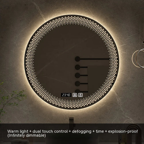 miroir rond à led avec rétroéclairage réglable et antibuée intelligent
