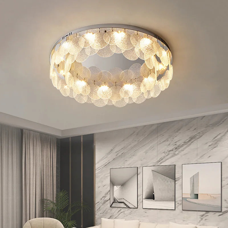 Plafonnier Led rond en verre et cristal - vue 4 sur 10