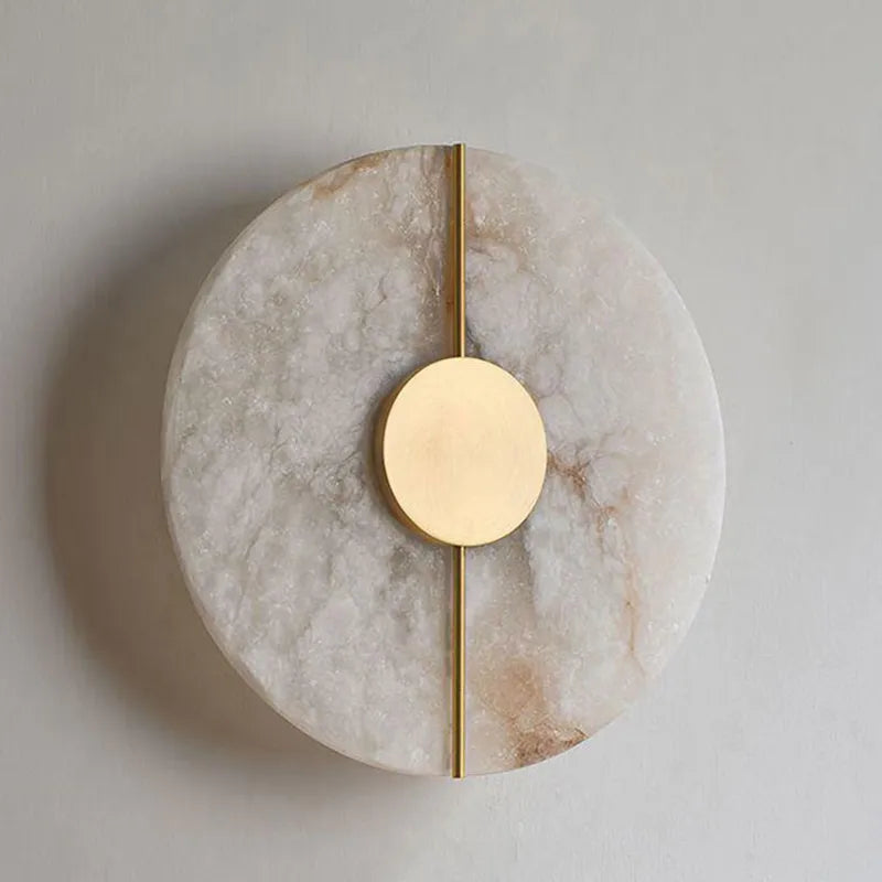 Applique murale LED ronde en marbre et cuivre doré - vue 4 sur 10