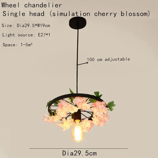 lustre à roues en fleurs de cerisier à têtes multiples pour espaces commerciaux - vue 8 sur 12