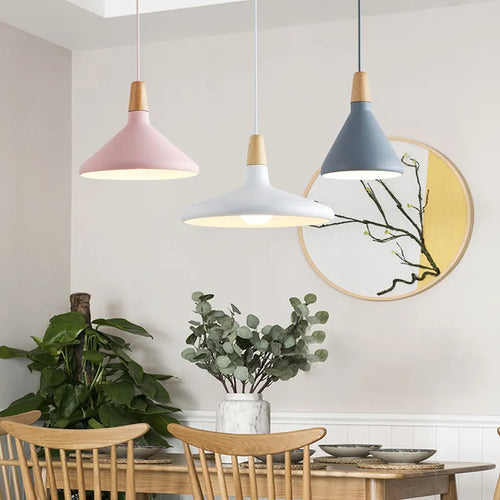 suspension moderne nordique en bois et aluminium pour décoration - vue 4 sur 6